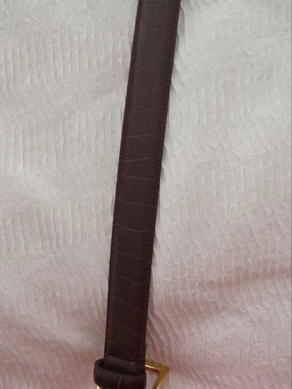 Men's Brown Leather Belt with Gold Buckle